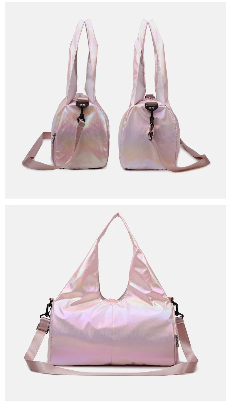 Large Capacity Gym Travel Shoulder Tote Bag – Multi-Function Ruched Cotton Handbag for Women