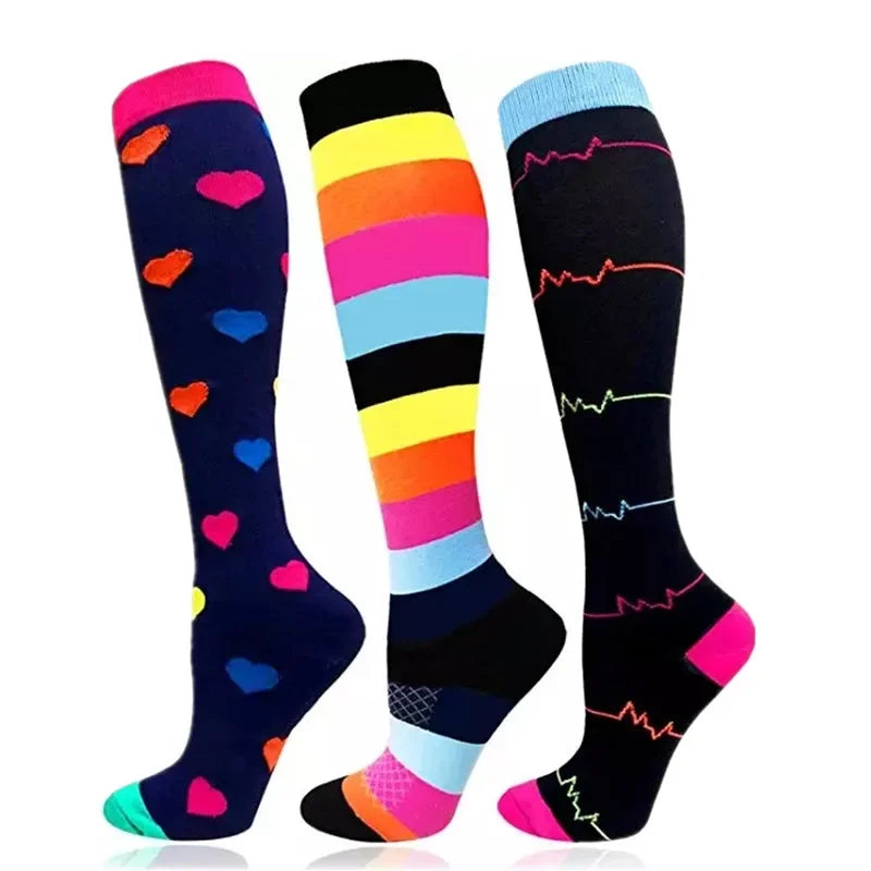Knee High Compression Socks 20-30mmHg – 3 Pairs for Diabetes, Varicose Veins, Edema, Nurse & Running