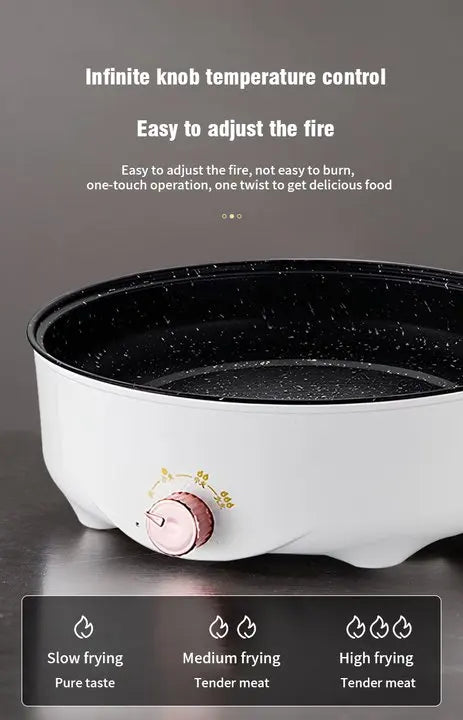 Electric MultiCooker Frying Pan — Non-Stick BBQ, Steak, Fish & Omelette Cooking Machine