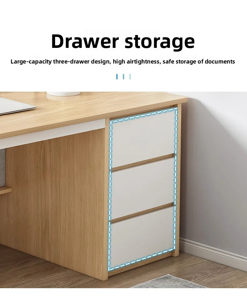 Modern Desk with Integrated Bookshelf — Student Writing Desk, Home Computer Desk & Bedroom Study Table