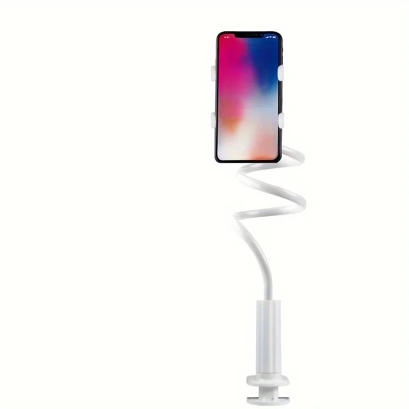Hands-Free. Any Angle. Anywhere. — Flexible Gooseneck Long Arm Phone Holder Clamp Bracket | Bedside, Desktop, Overhead Live Streaming, White & Black