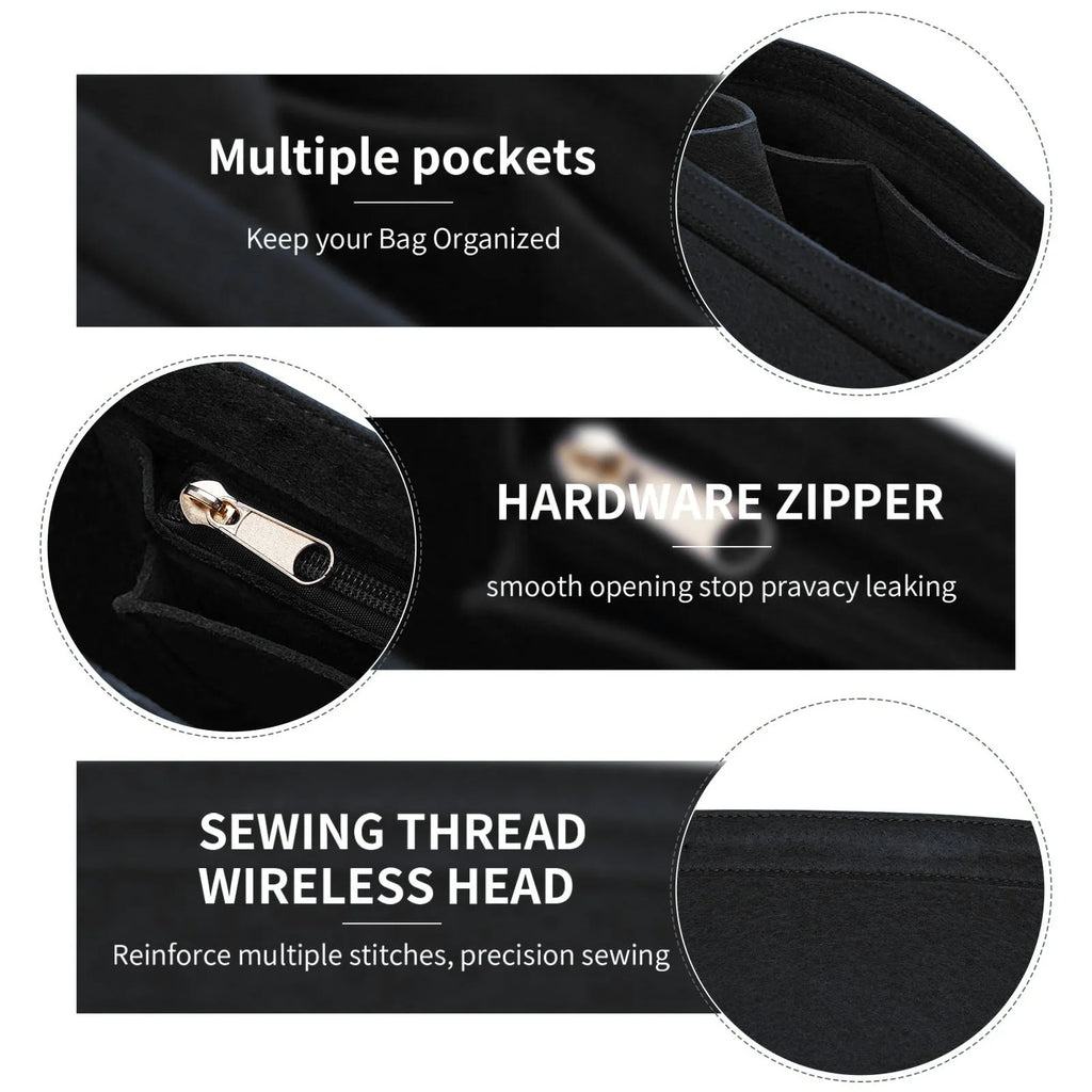 Felt Purse Organizer Insert – 5 Colors, 3 Sizes – Handbag Inner Liner for Totes & Purses