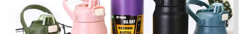Large Capacity Vacuum Thermos Bottle with Handle & Straw – 304 SS, 6–12Hr Insulated, 800ml–1500ml, 16 Colors