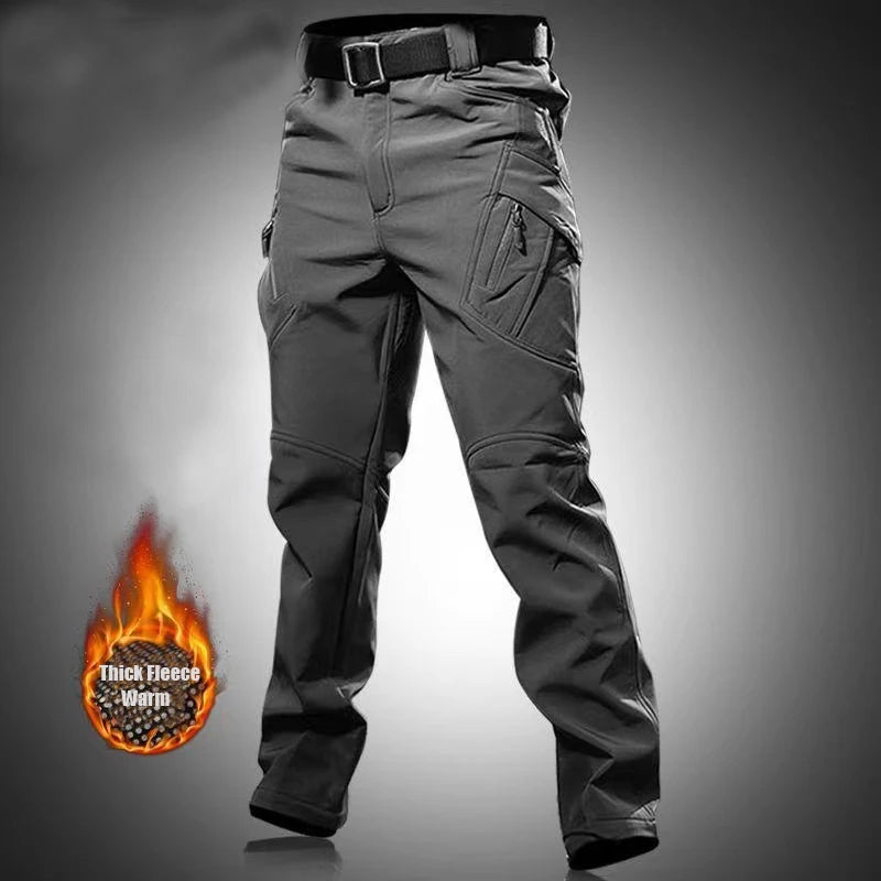 Men's Fleece Softshell Cargo Hiking Pants — Outdoor Tactical Trousers M–5XL