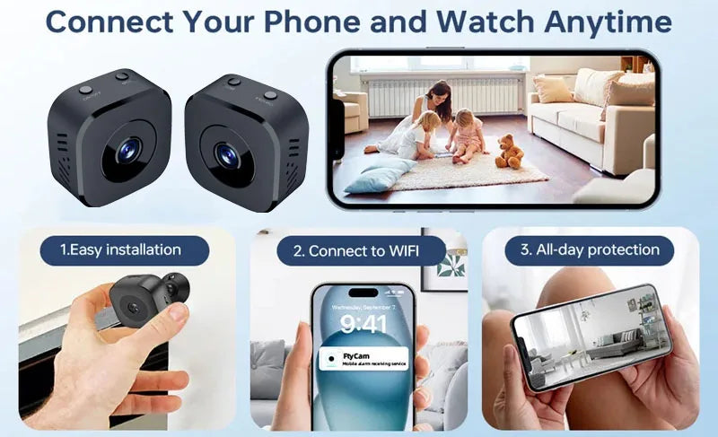HD Mini WiFi Security Camera – Full Color Night Vision, Motion Detection, Waterproof | Indoor & Outdoor