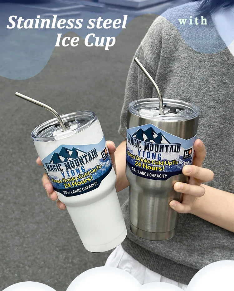 900ml Vacuum Insulated Stainless Steel Thermos Cup with Straw – 12–24 Hour Travel & Car Bottle, BPA-Free