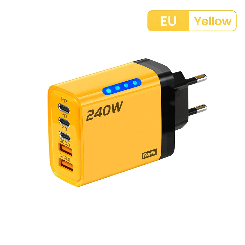 5-in-1 GaN Desktop Charger 240W — Multi-Port Fast Charging Station for All Devices