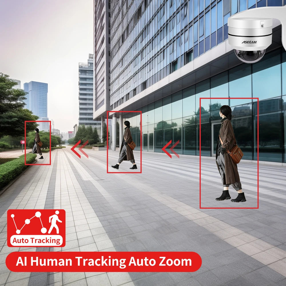 ASECAM 8MP PoE PTZ Security Camera with Optical Zoom