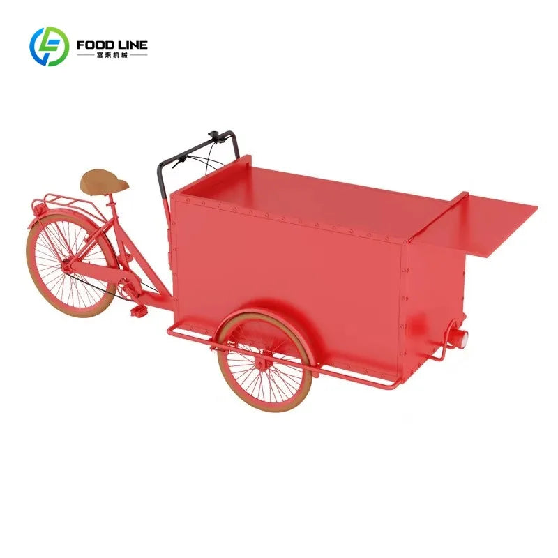 Custom Commercial Ice Cooler Cart Tricycle – Stainless Steel Freezer Bicycle for Snacks & Candy