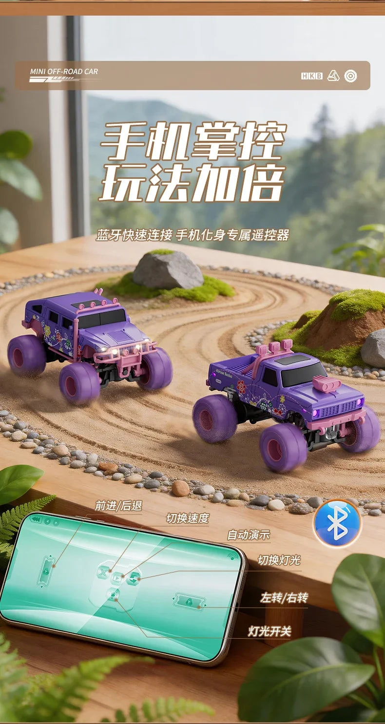 hot model 1:64 mini alloy remote control truck 2.4G four-wheel drive big foot off-road vehicle simulation model children toy car