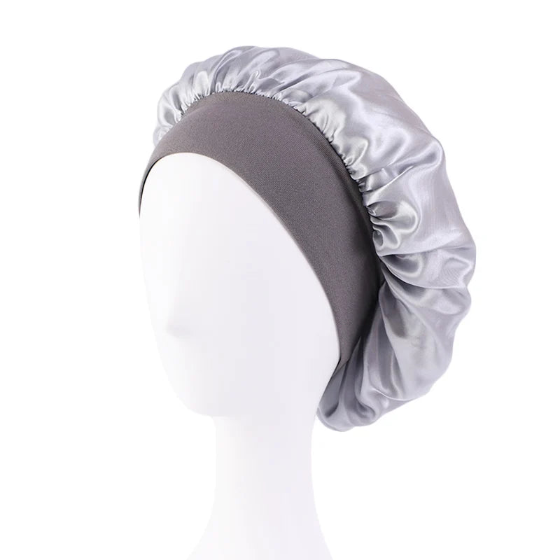 Satin Sleep Bonnet — Wide-Brim Hair Care Cap