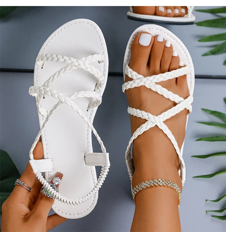 Women's Flat Strap Sandals – Casual Summer Beach Footwear