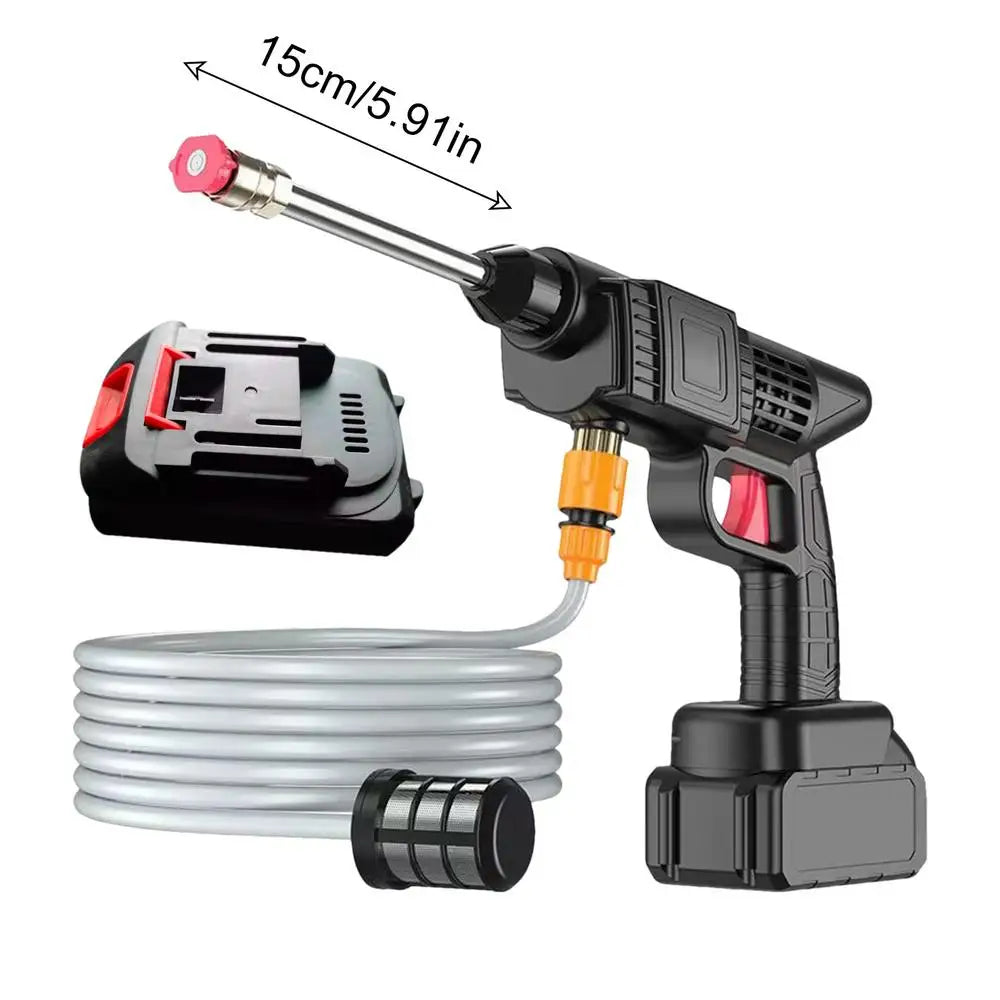 Cordless High-Pressure Washer Gun – 3-Level Pressure, 5–8m Spray Range, Car Wash & Garden Cleaning (EU Plug)