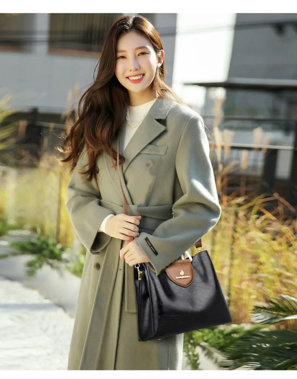 Genuine Leather Luxury Tote Shoulder Bag – High Quality Designer Crossbody Handbag for Women