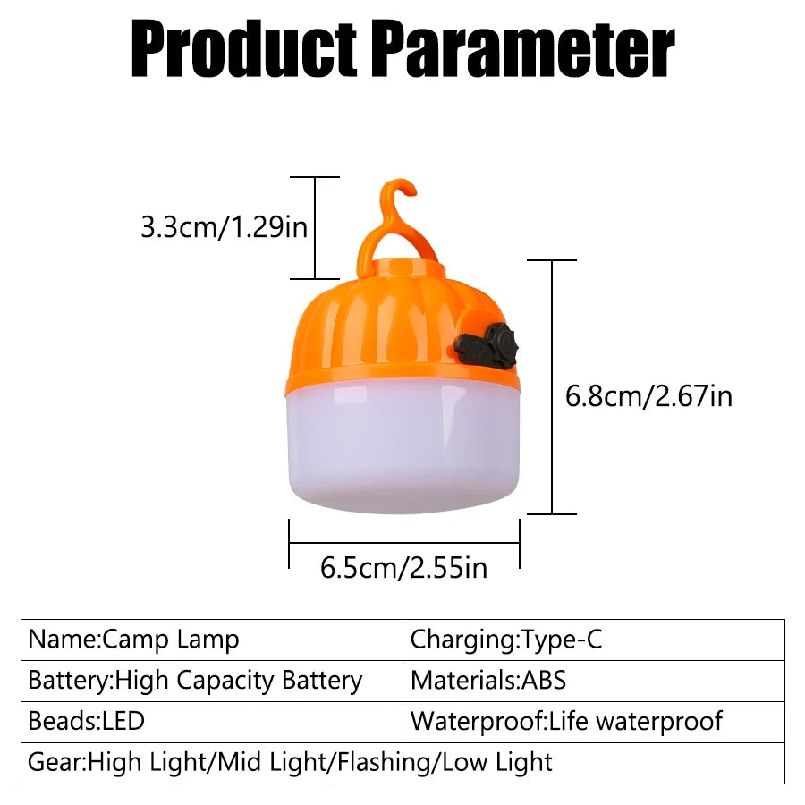 LONGRIVER LED Camping Lantern – USB Rechargeable, Power Bank, 4-Mode, 8–48hr Runtime, IPX4 Outdoor Light