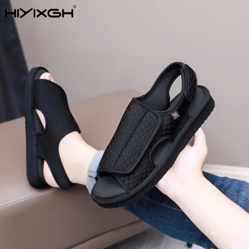 Diabetic Walking Sandals – Breathable Anti-Slip Adjustable Hook & Loop Shoes