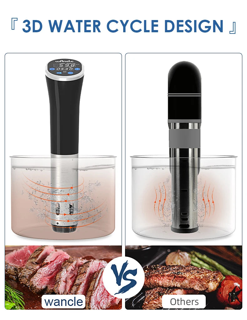 Wancle 1100W Sous Vide Cooker – LCD Touch Immersion Circulator, IPX7 Waterproof Precise Cooking