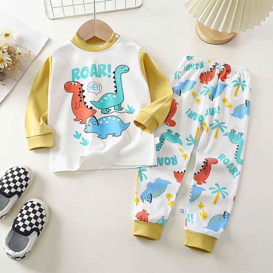 Kids' Unisex Cotton Cartoon Pajama Set | Soft Warm Sleepwear for Boys & Girls