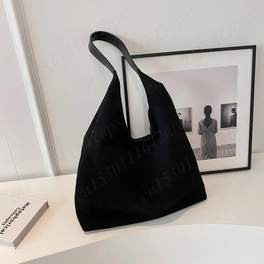Vintage Suede Large Capacity Shoulder Tote Bag – Stylish Commuter Hobo Handbag for Women
