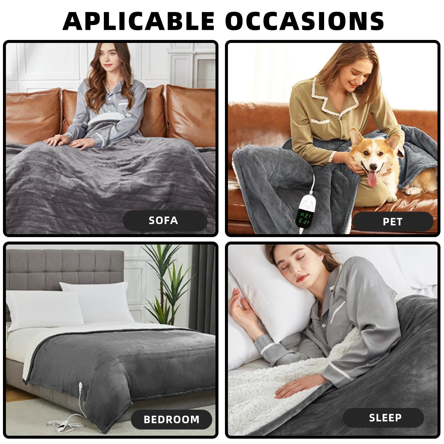 Electric Heated Blanket – Soft Throw with 6 Heating Levels, 4-Hour Auto-Off & Overheat Protection