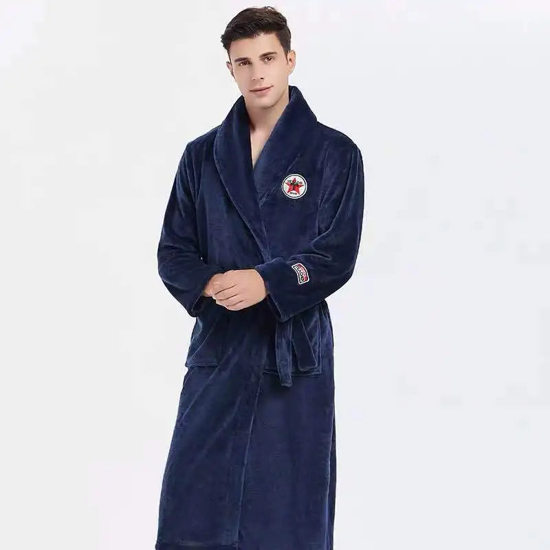 Men's Thick Warm Terry Fleece Bathrobe | Long Couples Dressing Gown