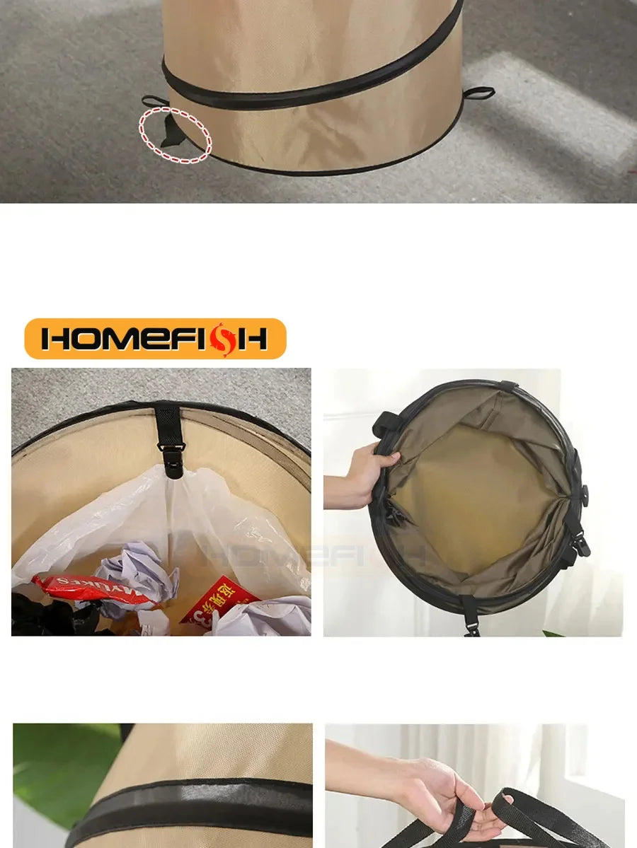 Pop-Up Folding Trash Can — Portable Outdoor Camping Garden Garbage Bag Leaf Bucket