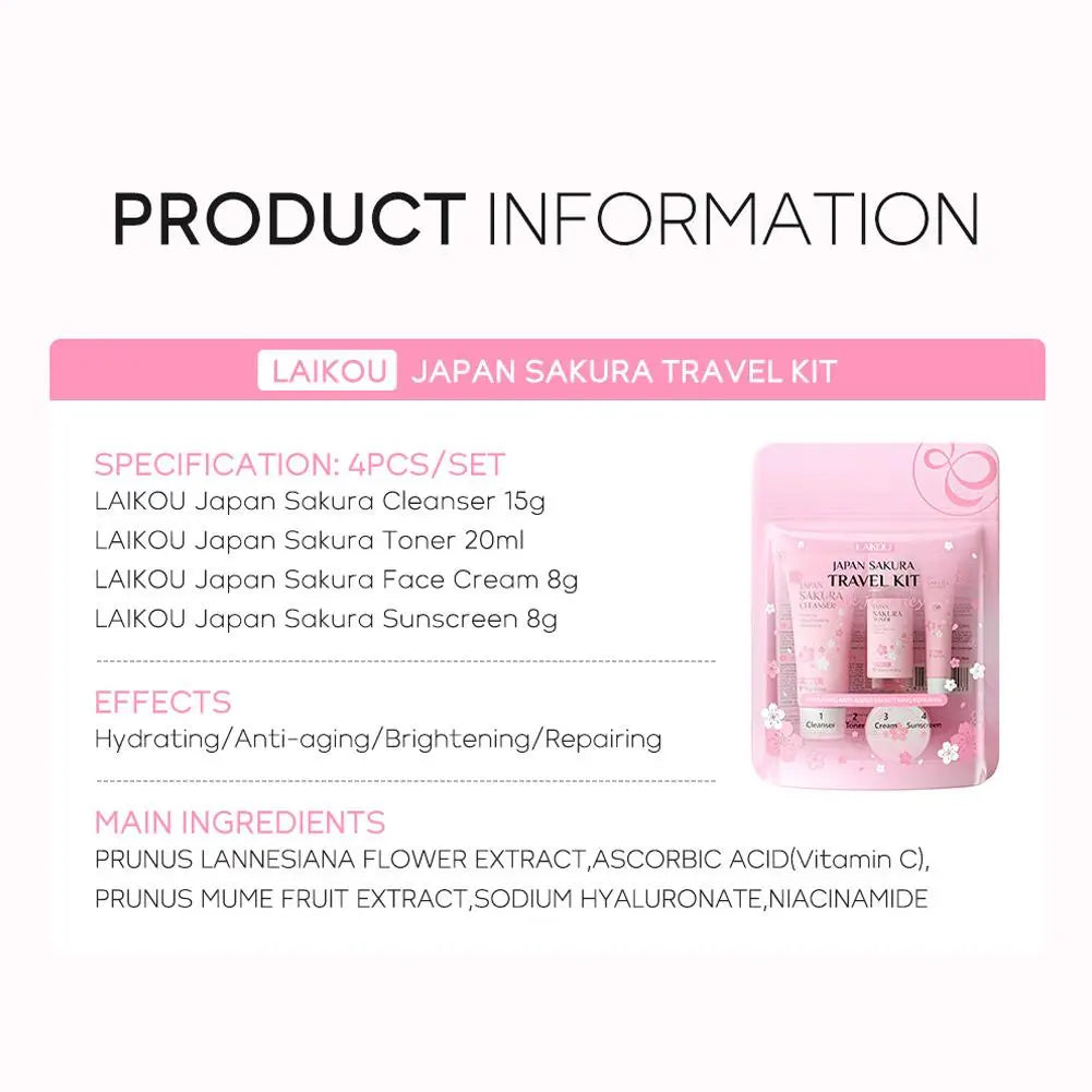 Sakura Skincare Gift Set – Cleanser Toner Serum Eye Cream & Sunscreen