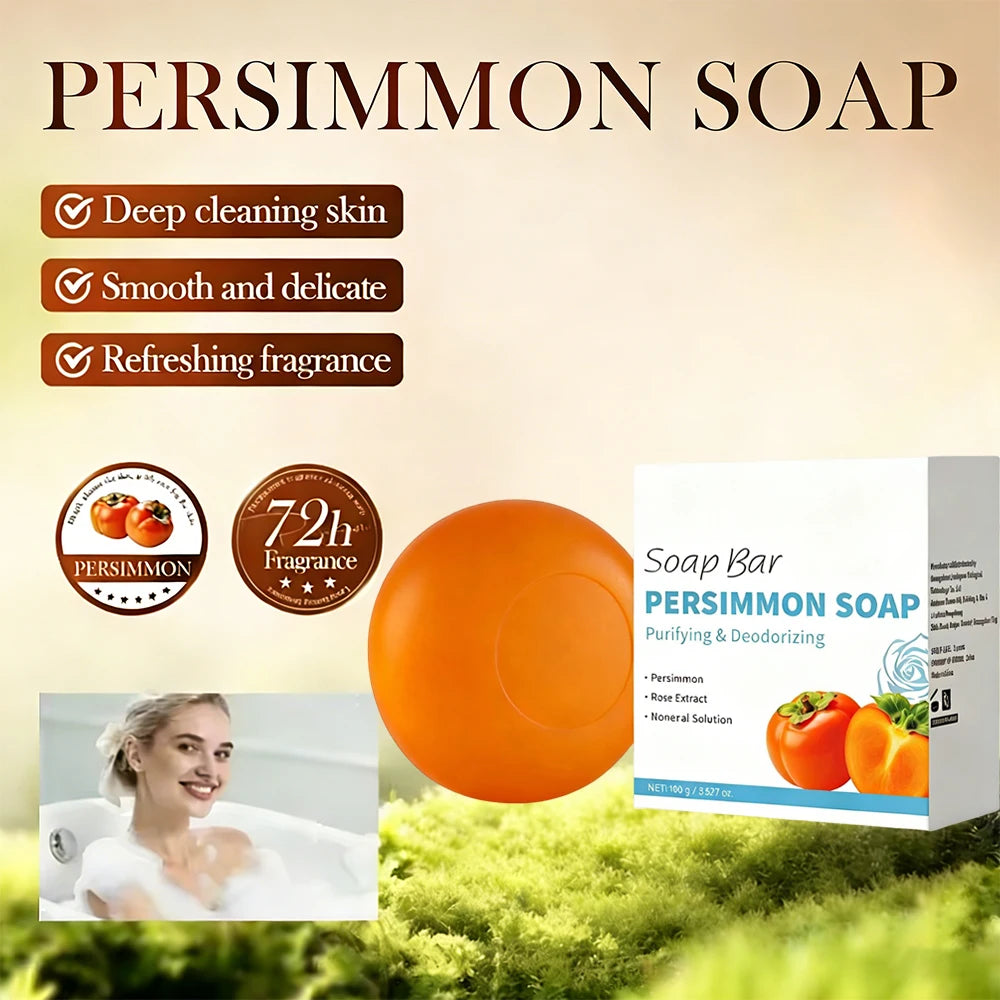 Persimmon & Green Tea Soap Bar – Natural Body Odor Soap for Men & Women, 100g