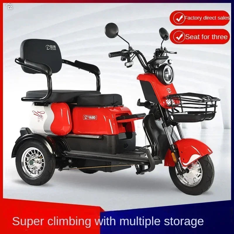 3-Wheel Electric Mobility Scooter for Adults, Long-Range Tricycle