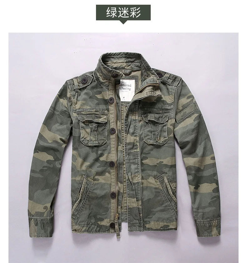 Men's Camouflage Cotton Cargo Jacket – Zip Front