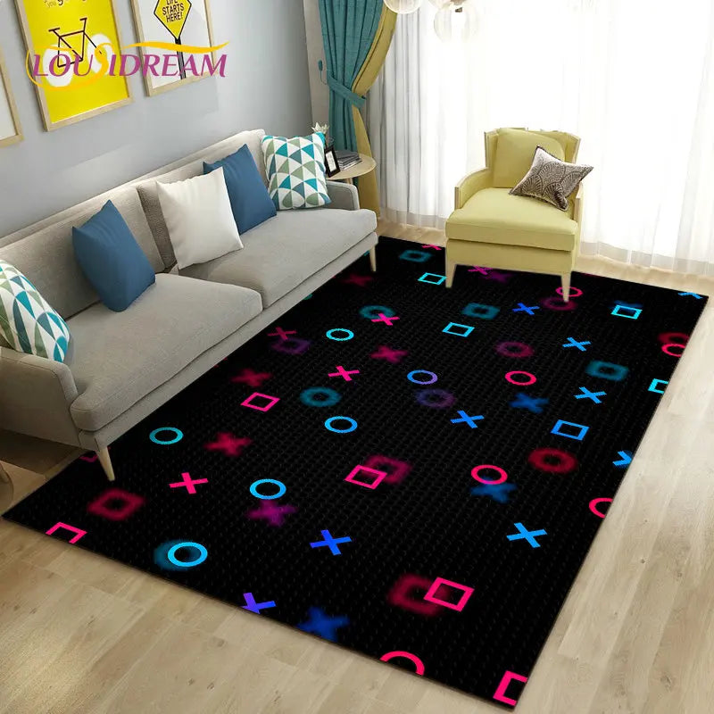3D Cartoon Gamer Game Controller Area Rug,Carpet Rug for Living Room Bedroom Sofa Doormat Decoration,Kid Play Non-slip Floor Mat