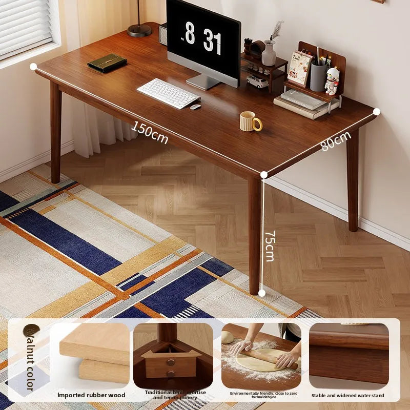 All Solid Wood Desk — L-Shape Pine Computer Desk with Bookshelf | Wall-Mounted Study Table