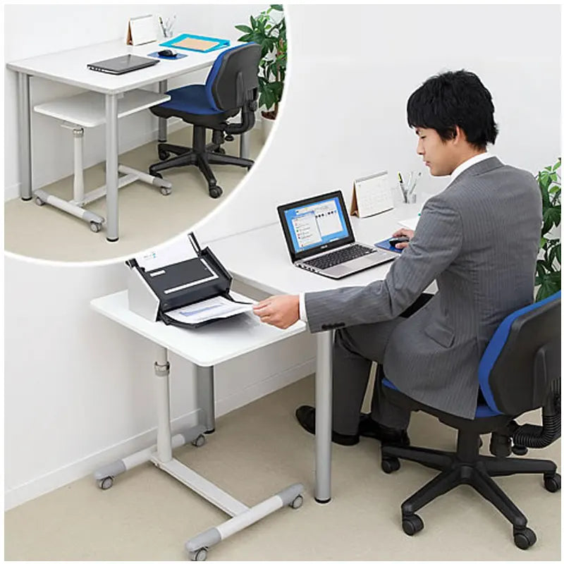 Japanese Style Rolling Desk — Adjustable Height Bedside Table with Brake Wheels & Keyboard Holder