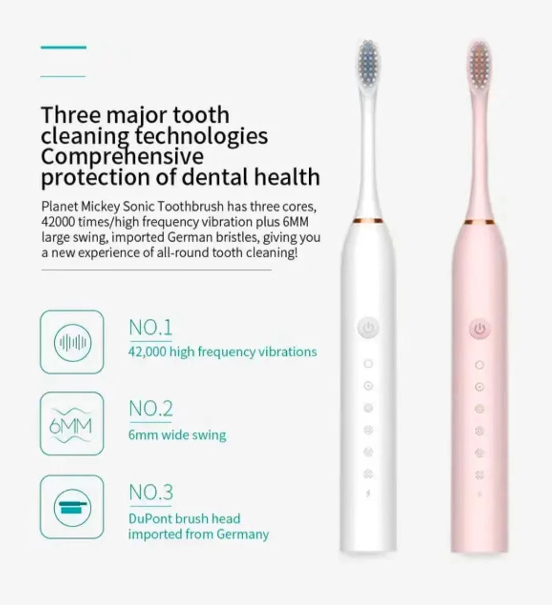 DR.GOOD X3 Sonic Electric Toothbrush – IPX7 Waterproof, 6 Modes, 30K–50K Strokes/Min