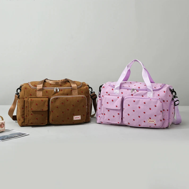 Corduroy Travel Tote Bag Large Capacity Carry On Travel Bag With Shoe Compartment Sports Fitness Bags For Women Duffle Bags