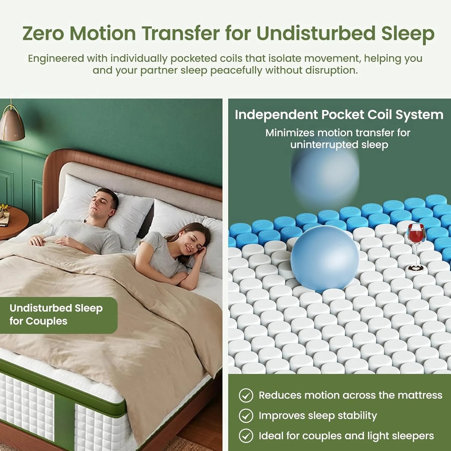 12-Inch Queen Hybrid Mattress – Firm, Zoned Lumbar Support, Cooling & Back Pain Relief