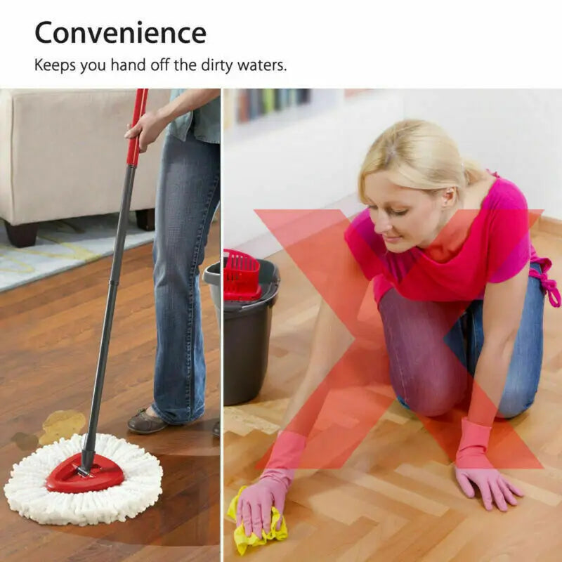 360° Spin Mop Microfiber Replacement Refill Head — Easy Wring 2-in-1 Turbo Floor Mop Refill