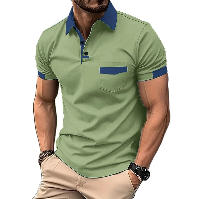 Men's Short Sleeve Polo Shirt with Pocket — Classic Casual Polo