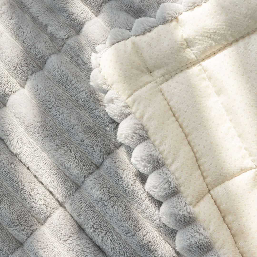 Quilted Stripe Flannel Sofa Pad – Thickened Winter Sofa Cover, Slipcover & Multiuse Sofa Towel
