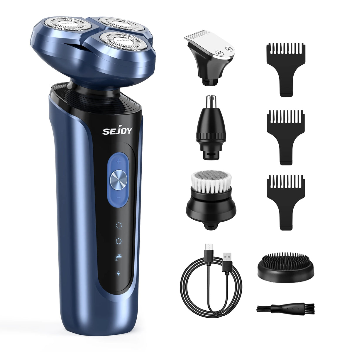 SEJOY 5-in-1 Rotary Electric Shaver for Men – IPX7 Waterproof, 90-Min Runtime, USB Fast Charge