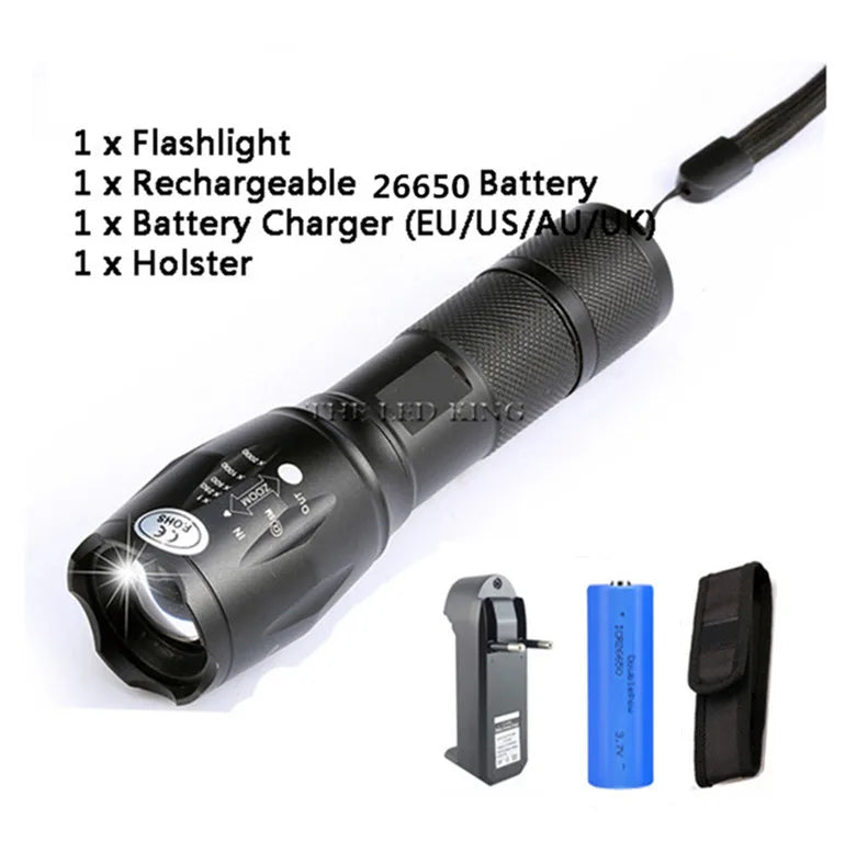 XM-L2 10000LM Zoomable CREE LED Flashlight – Waterproof Tactical Torch for 18650/26650