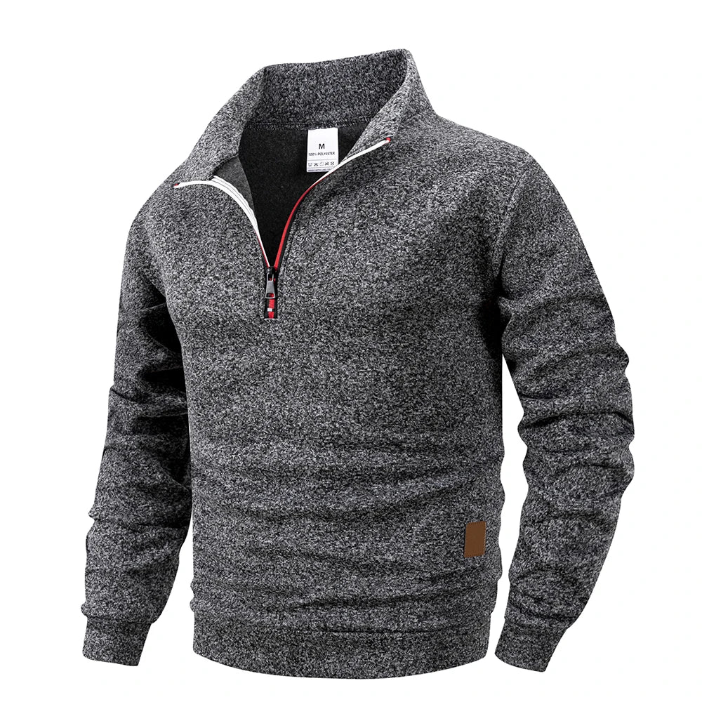 Men's Half-Zip Stand Collar Knitted Pullover — Smart Casual Knitwear