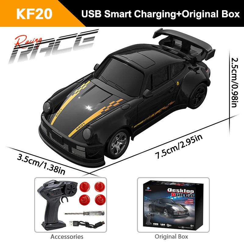 KF20 1/64 Scale Mini 4WD RC Drift Car – High Speed GTR Desktop Racing Model (v2)