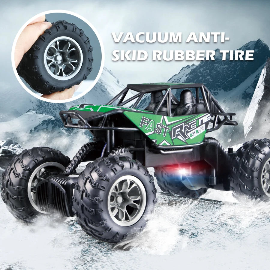 4-Way Remote Control Off-Road Climbing Toy Car with Lights & Anti-Slip Rubber Tires