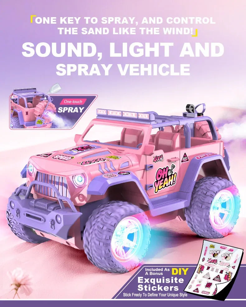 1:16 New Spray Remote Control Car  2.4G DIY stickers music light spray off-road toy car for Girls Toy Car