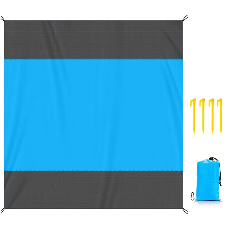 Waterproof Pocket Beach Mat – 2x2.1m Foldable Camping Picnic Blanket, Lightweight Sand-Proof Outdoor Mat