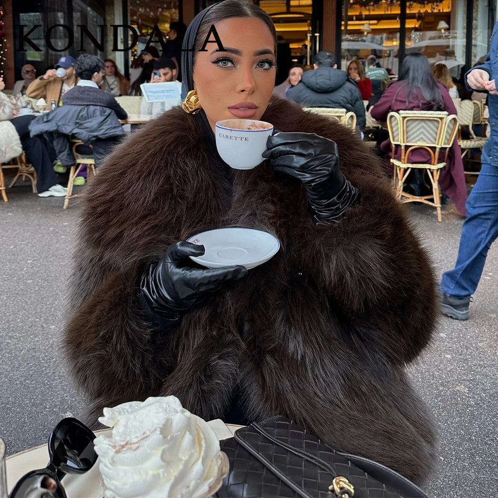 Women's Oversized Faux Fur Jacket – Single-Breasted Elegant Warm Coat