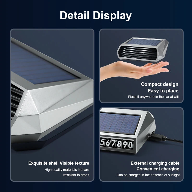 Solar and USB Car Ozone Generator, Dark Grey