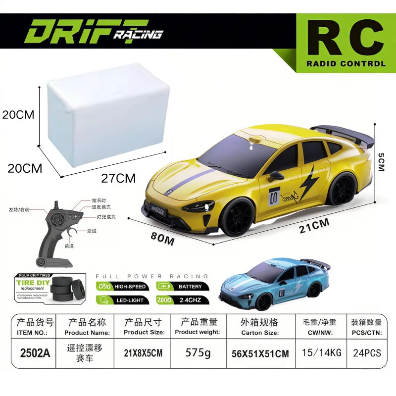 1:24 Scale RC Drift Racing Car – GT3 RS / Porsche 911 / SU7 High Speed Remote Control Models