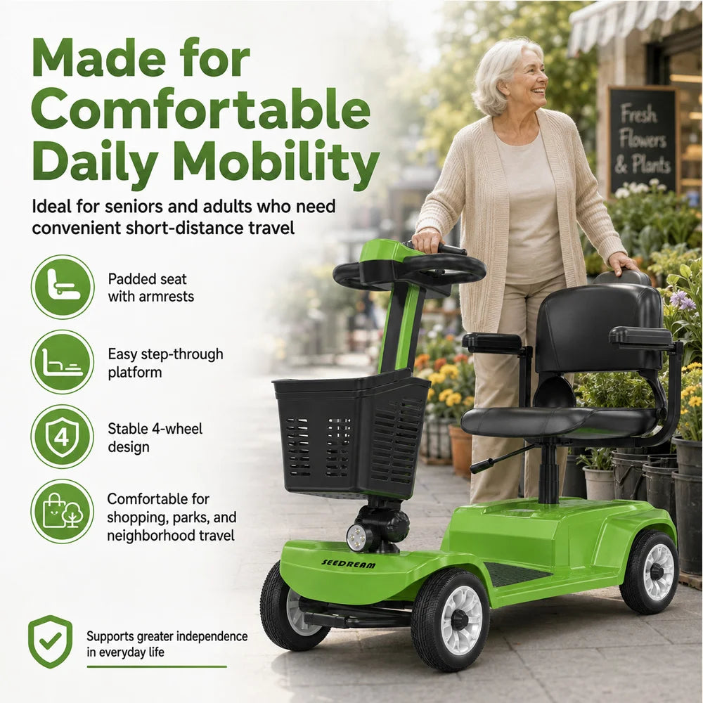 4-Wheel Mobility Scooter for Seniors – 24V 250W, 20 km Range